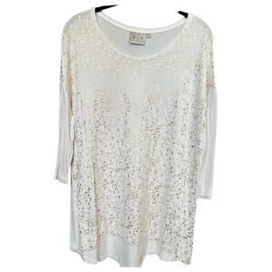 Dantelle White and Gold Speck Pattern Top - L